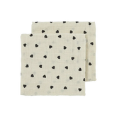 Meyco Muslin Cloths Pre-washed Muslin Sweet Heart Soft Sand/Black